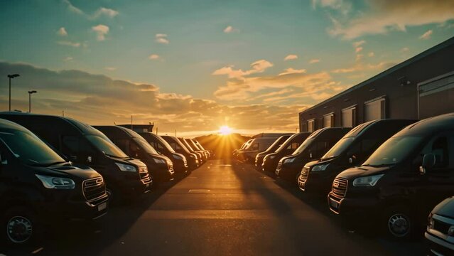 Sleek Shadows: Monochrome Vans Basking in Sunlight. Generative ai