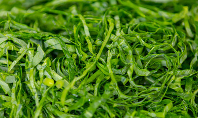 Kale leaves chopped and sliced into thin strips