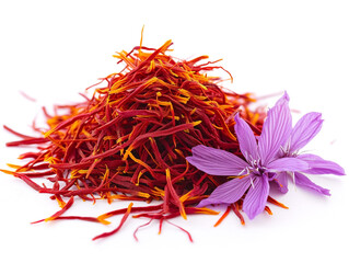 Fototapeta premium Saffron isolated on white background in minimalist style. 