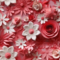 Intricate paper flower assortment in shades of pink, perfect for decor. A beautiful arrangement of pink and white paper crafted flowers.