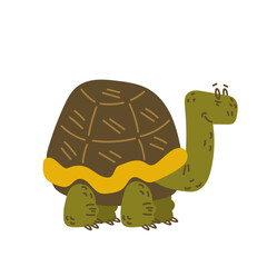 Cute Turtle Cartoon hand drawn flat illustration isolated on white background