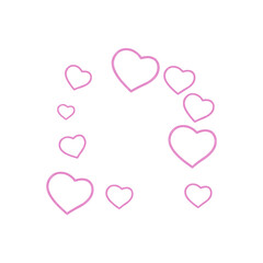 Pink Line Hearts Design Element