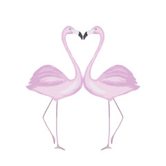 Pink Flamingo Pair Vector Illustration