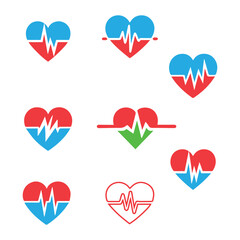 heart beat pulse flat and line icon for medical