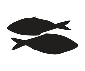 ilisha hilsa fish silhouette, white background