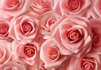Natural Pink Roses On White Background
