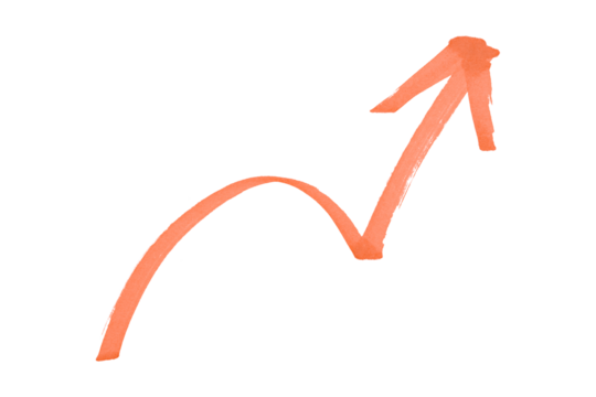 Orange arrows isolated on transparent background