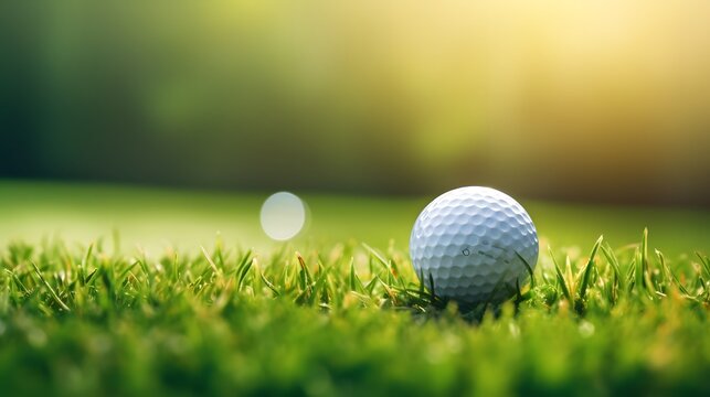 Golf ball on a vibrant green field
