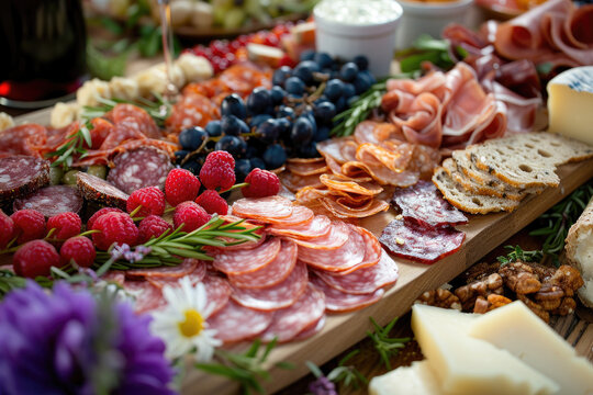 Delicious French Charcuterie Platter, street food and haute cuisine