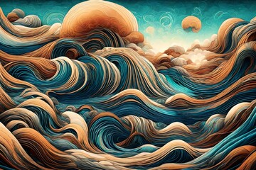 Abstract waves forming a surreal dreamscape