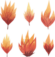 leaf, vector, autumn, illustration, nature, design, icon, fire, flower, plant, flame, logo, symbol, pattern, decoration, leaves, spring, maple, art, set, orange, floral, element, tree, yellow