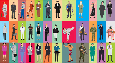 illustration of a group of occupational people