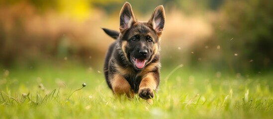 Lively Puppy: Energetic German Shepherd Runs, Plays, and Thrives