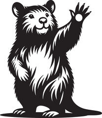 Waving Wombat in Monochrome