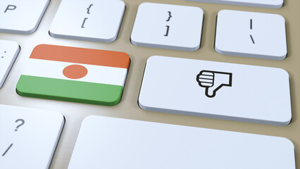 Niger Flag and No or Thumbs Down Button. 3D Illustration