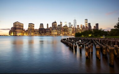 Scene of New york cityscape river side which location is lower manhattan which can see One world trade center