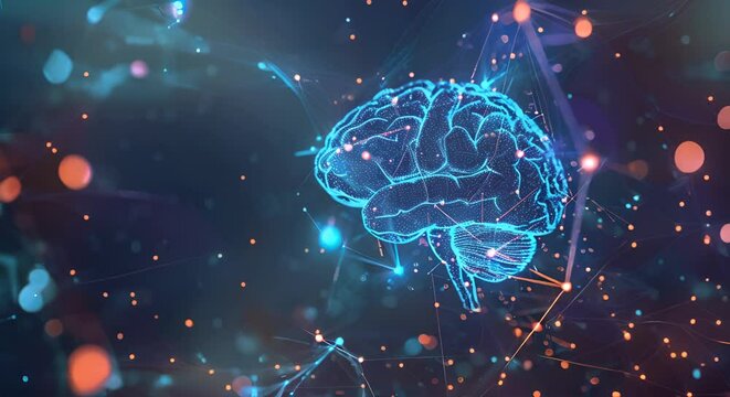 A brain with neural network on the background. Artificial intelligence concept.