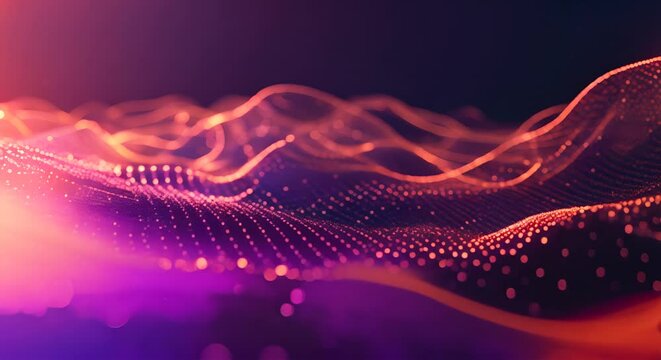 Wave points of light creating three-dimensional image. Technology and connectivity concept.