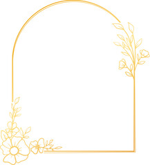 Golden arch floral frame with hand drawn leaves simple and minimalist frame design