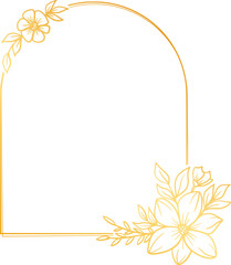 Obraz premium Golden arch floral frame with hand drawn leaves simple and minimalist frame design