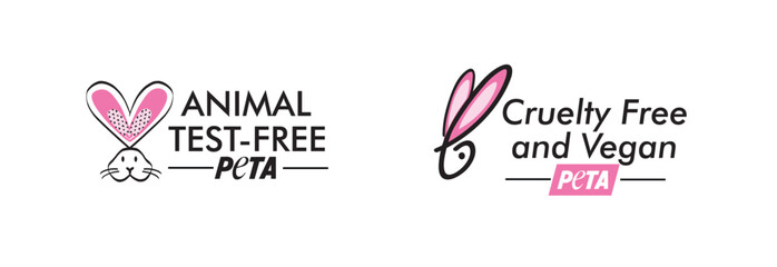 bunny cruelty free vegan icon, symbol badge, set of 2 icons , badges vegan, cruelty free, organic and natural. Black pink and white animal tested free , vegan free  © Ayesha