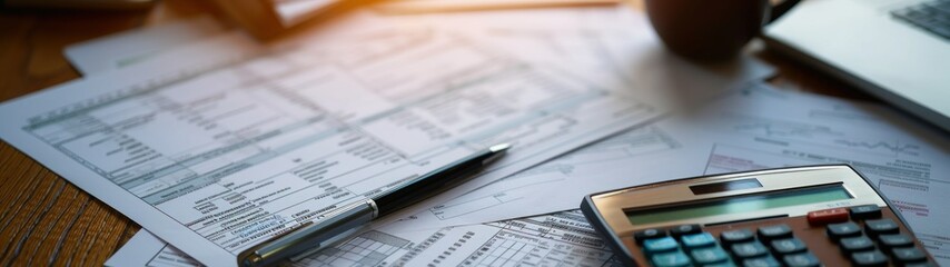 An overhead shot of a tax preparation checklist, tax forms, and financial documents.