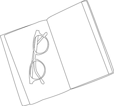 hand drawn illustration of a sunglass with book