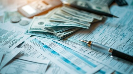 An overhead shot of a tax preparation checklist, tax forms, and financial documents.