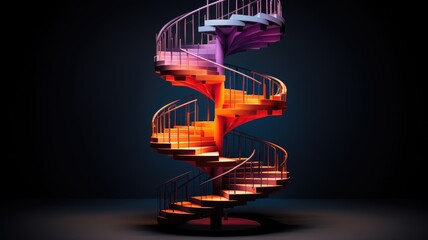 Fototapeta na wymiar A photo of a spiral staircase in a dimly lit room, capturing the architectural design.