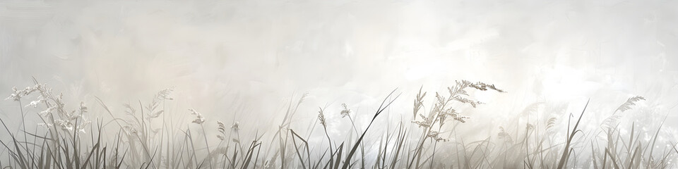 Misty Meadow Background with Copy Space. Airy gentle illustration, banner. Serene design for spa, salon, beauty, blog, zen, meditation