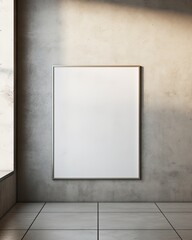 Blank poster mockup against a concrete wall