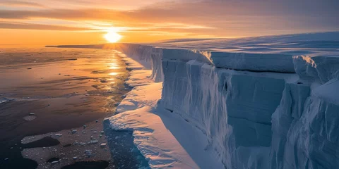 Foto op Canvas Stunning arctic iceberg at sunset, nature's majesty frozen in time. serene landscape, perfect for wall art and calendars. AI © Irina Ukrainets
