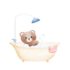 baby bear in bath