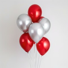 Red and silver balloons on a neutral background. celebratory feel, simple and clean design. perfect for greetings and parties. AI