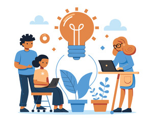 Business meeting flat people on presentation conference ilustration team seminar vector concept.