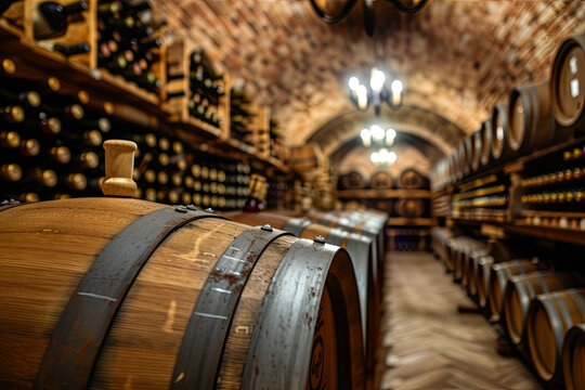 The wine cellar with wine-cask