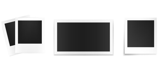 Vector retro photo frames with shadow isolated on white background.