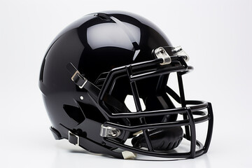 Black American football helmet isolated on white background mockup 3D rendering