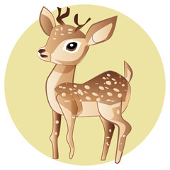 Cute Cartoon Deer Vector Illustration