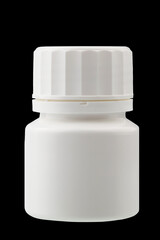 white plastic container with lid for tablets and medicines, isolated