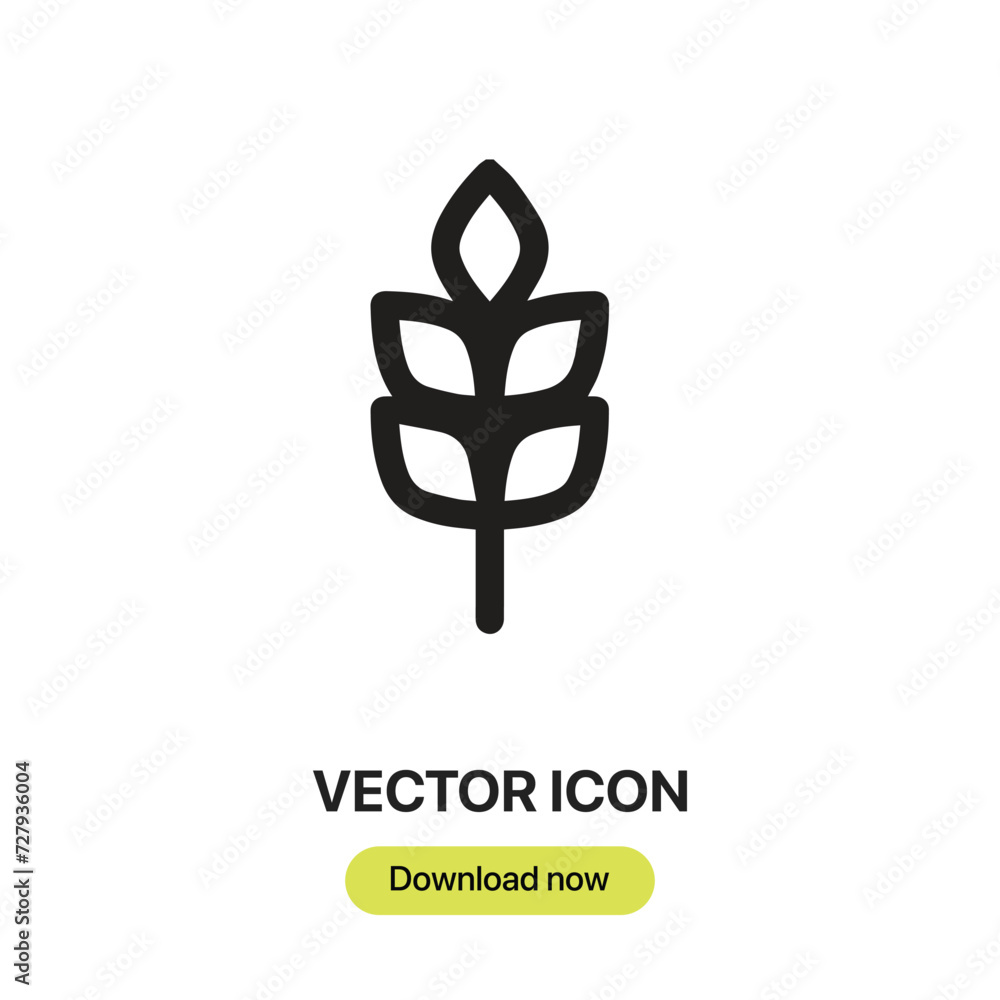 Leinwandbilder Wheat icon vector. Linear-style sign for mobile concept and web design. Wheat symbol illustration. Pixel vector graphics - Vector.	
