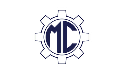 MC initial letter mechanical circle logo design vector template. industrial, engineering, servicing, word mark, letter mark, monogram, construction, business, company, corporate, commercial, geometric