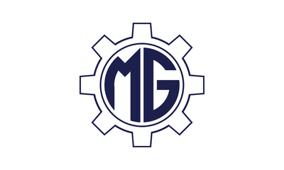 MG initial letter mechanical circle logo design vector template. industrial, engineering, servicing, word mark, letter mark, monogram, construction, business, company, corporate, commercial, geometric