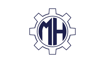 MH initial letter mechanical circle logo design vector template. industrial, engineering, servicing, word mark, letter mark, monogram, construction, business, company, corporate, commercial, geometric