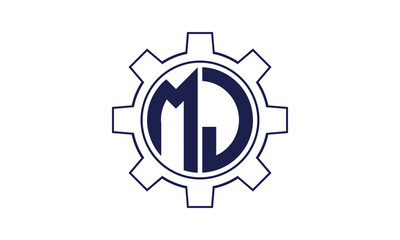 MJ initial letter mechanical circle logo design vector template. industrial, engineering, servicing, word mark, letter mark, monogram, construction, business, company, corporate, commercial, geometric