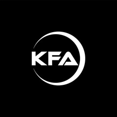 KFA letter logo design with black background in illustrator, cube logo, vector logo, modern alphabet font overlap style. calligraphy designs for logo, Poster, Invitation, etc.