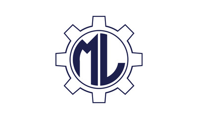 ML initial letter mechanical circle logo design vector template. industrial, engineering, servicing, word mark, letter mark, monogram, construction, business, company, corporate, commercial, geometric