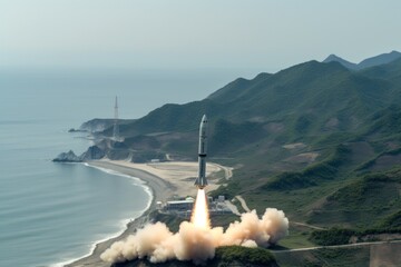 Unlock the gates of a closed nation with this crisp satellite imagery, documenting the landscape of a North Korean missile base.