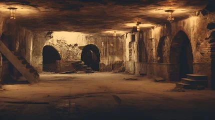 Photo sur Plexiglas Vieil immeuble Abandoned underground fort: A historical derelict.