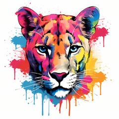 Mountain Lion Splatter Paint Style Digital Art